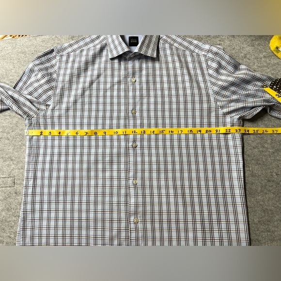 BLACK LABEL for SAKS 5th AVE. Men’s Blue plaid long sleeve button down size M. - Picture 11 of 12